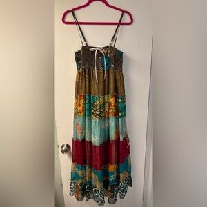 New stretchy size Large Multicolor Patchwork Maxi Dress